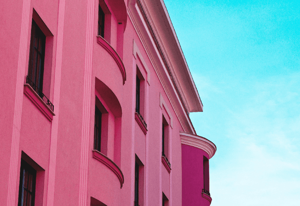 Pink Building Facade Wall Mural-Buildings & Landmarks-Eazywallz