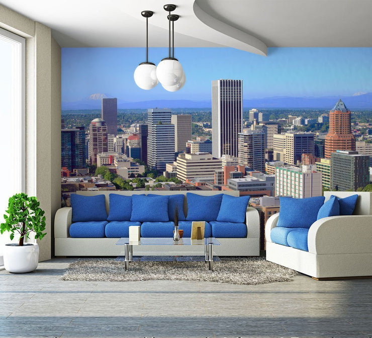 Portland Skyline Wall Mural-Cityscapes-Eazywallz