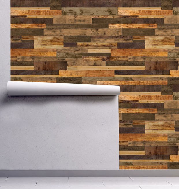 Reclaimed Wood Plank Wallpaper