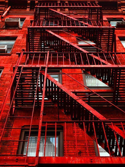 Red apartment building Wall Mural-Urban-Eazywallz