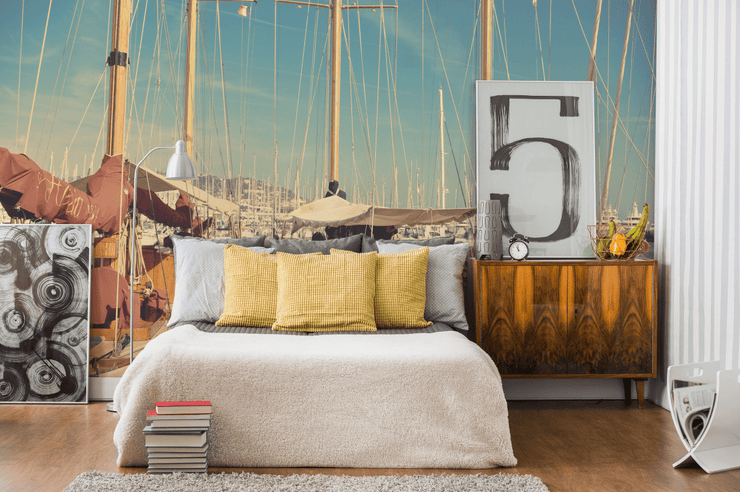 Retro Boats in France Wall Mural-Transportation-Eazywallz