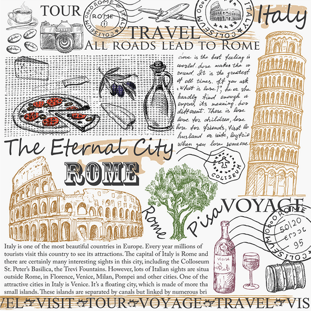 Rome, Italy Travel Card Wall Mural-Food & Drink-Eazywallz