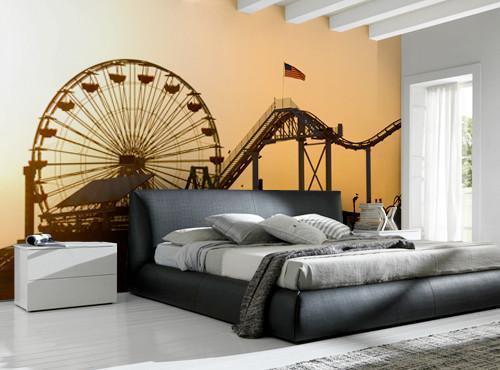 Santa Monica Pier Wall Mural-Buildings & Landmarks,Cityscapes,Landscapes & Nature,Transportation,Urban-Eazywallz