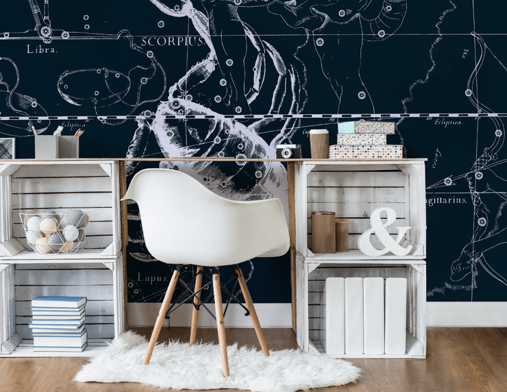 Scorpio Constellation Map in Navy Wall Mural-astrology-Eazywallz