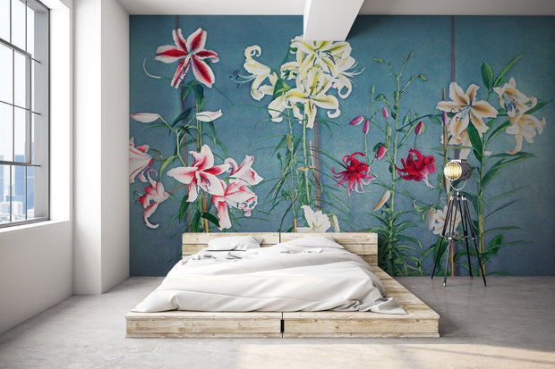 Standing Japanese Lily Flowers Mural
