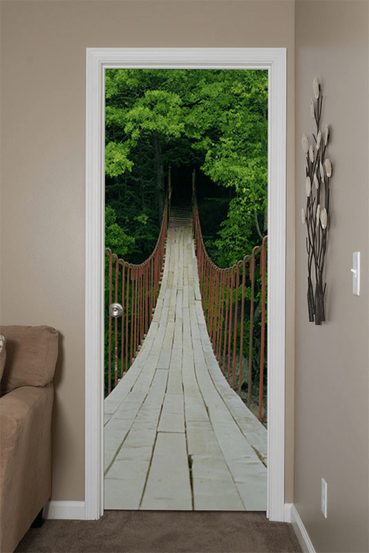 Suspension Bridge Door Mural-Landscapes & Nature-Eazywallz