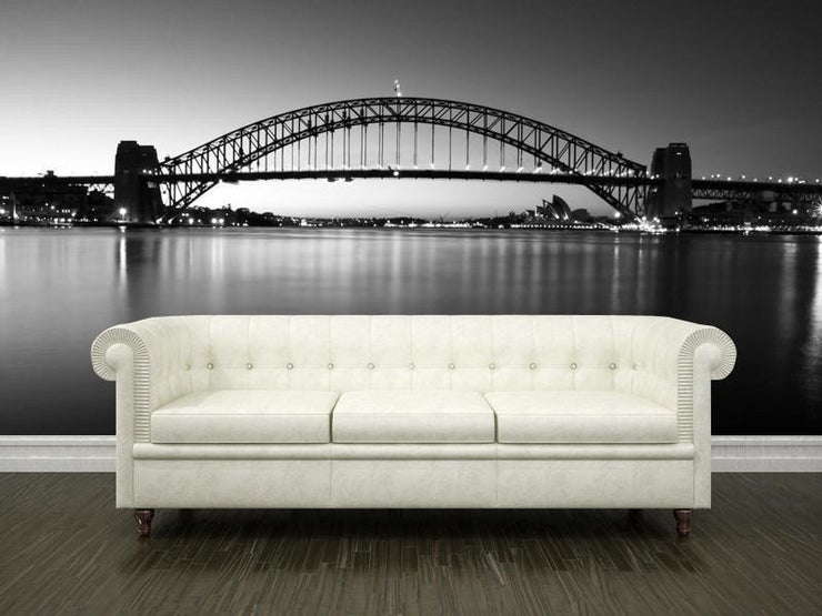 Sydney Harbour Bridge, Australia Wall Mural-Black & White,Buildings & Landmarks-Eazywallz