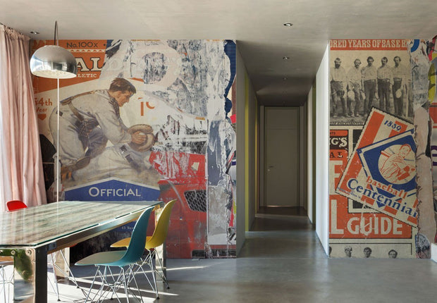 Torn Baseball Posters Wall Mural-Urban,Textures,Modern Graphics-Eazywallz