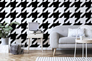 Trendy white houndstooth pattern Wall Mural