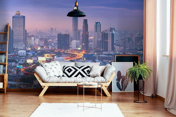 Twilight Chicago Cityscape Wall Mural-Cityscapes-Eazywallz