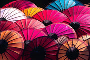 Umbrellas in Laos Mural-Abstract,Zen-Eazywallz