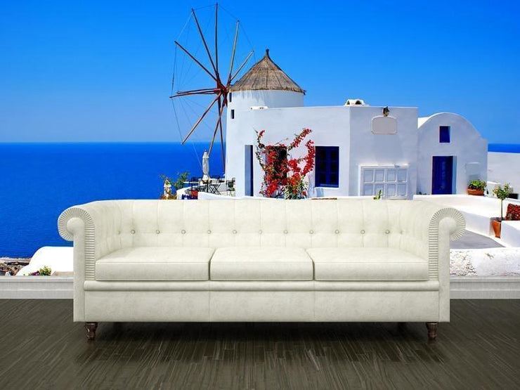 Windmill in Santorini, Greece Wall Mural-Buildings & Landmarks-Eazywallz