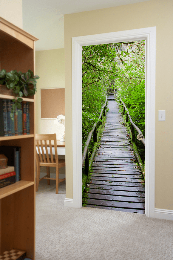 Wood Path Through Tropical Forest Door Mural-Landscapes & Nature-Eazywallz