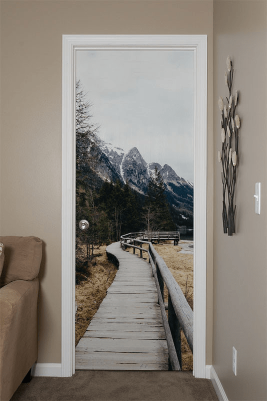 Wood Walkway in Italy Door Mural-Landscapes & Nature-Eazywallz