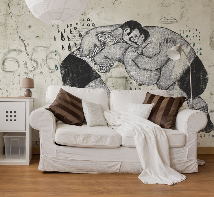 Wrestlers Graffiti Wall Mural-Urban,Modern Graphics-Eazywallz