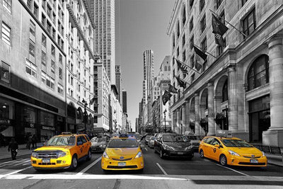 Yellow Cabs in New York Wall Mural-Buildings & Landmarks,Urban,Featured Category-Eazywallz